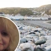 Llandudno beach, the Great Orme and (inset) author Julia Davey.