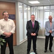 Mr Millar with Geraint Jones, director of Change Step, and Clive Wolfendale, chair of Adferiad Recovery in Colwyn Bay.