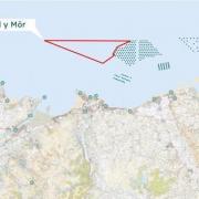 A layout design for the Awel y Môr Offshore Windfarm, which would stretch from Colwyn Bay to Conwy.