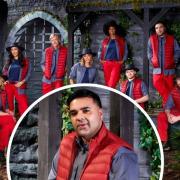 This year's I'm a Celebrity campmates and (inset) DJ Naughty Boy.