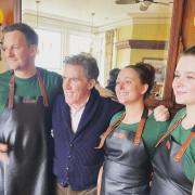 Rob Brydon with The Toad members of staff. Photo: The Toad