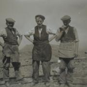 Three men at Penrhyn quarry in the 1940s