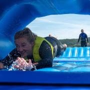The new inflatable aqua park at Adventure Parc Snowdonia