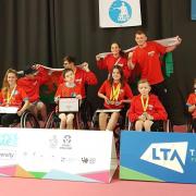 Alex (third from left) with his Wales teammates for the National Games.