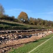 The new stand under construction at Colwyn Bay FC. Photo: Colwyn Bay FC