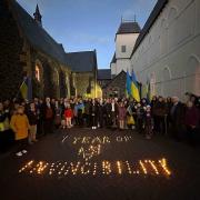 The vigil held in Llandudno on February 24. Photo: Helen Denning