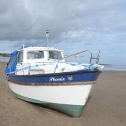 The crewless boat which was discovered adrift in the sea at Colwyn Bay.