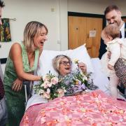 How wonderful! Anna and Hugo celebrate their wedding day with Anna's mum Rita at St David's Hospice