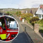 Marston Drive, Rhos-on-Sea. Inset: North Wales Fire Engine.
