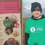 L: Matthew's story in this year's challenge booklet. R: Matthew during last year's challenge