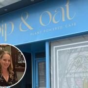 Sara Turner (inset) and the outside of Pip & Oat