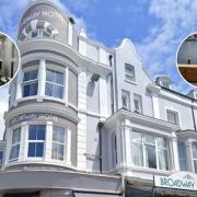 The Broadway Hotel, Llandudno. Inset: Ongoing work at the site.