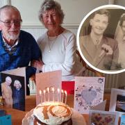 Peter, 92, and Monica Lucas, 91, marked their Platinum wedding anniversary and inset - on their wedding day