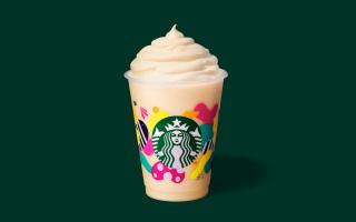 Starbucks has launched a new Forget-Me-Not Frappuccino which is the first to be served in a reusable cup (Starbucks)
