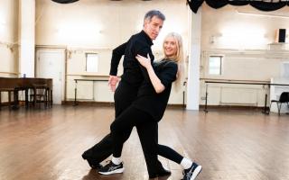 Anton Du Beke practices with a dancer whilst rehearsing for his upcoming tour 'Showman: An Evening with Anton du Beke', at a dance studio in South West London